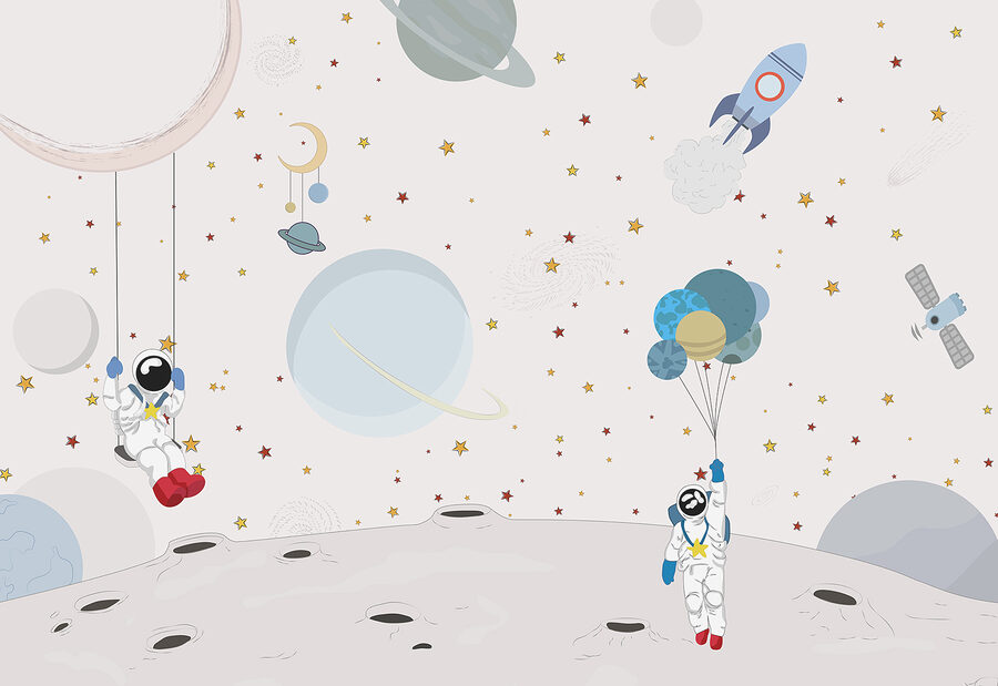 Cartone animato di astronauti sulla luna