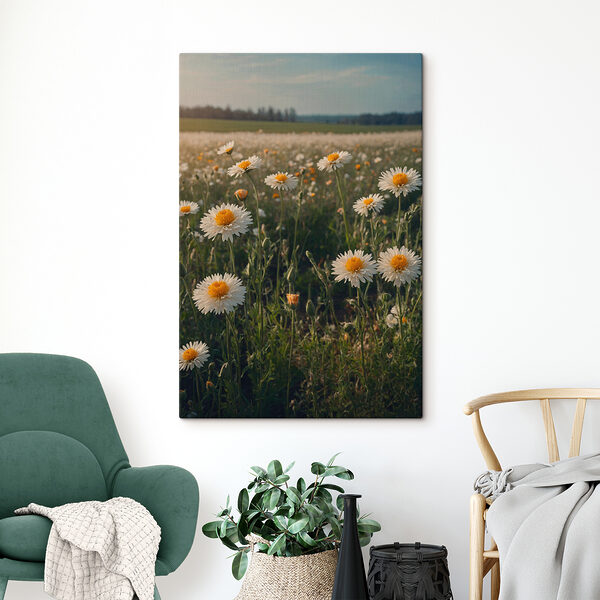 Field of white and yellow flowers