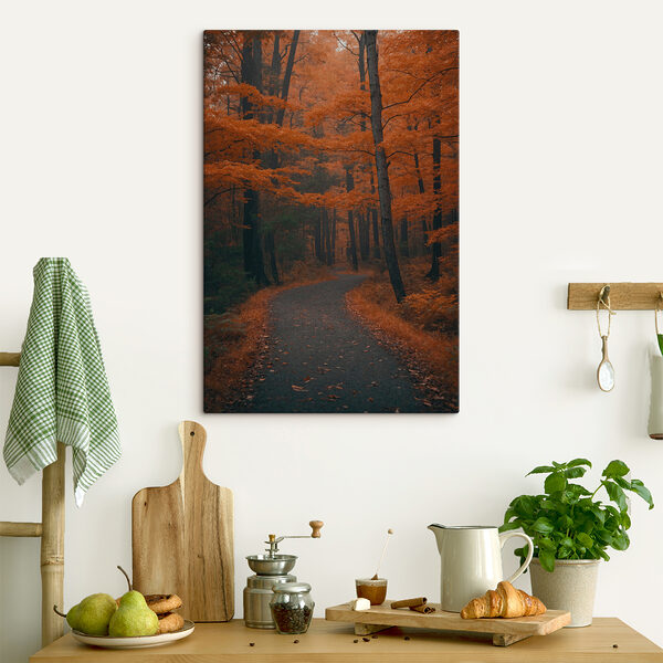 Path through a forest with orange leaves Path through a forest with orange leaves