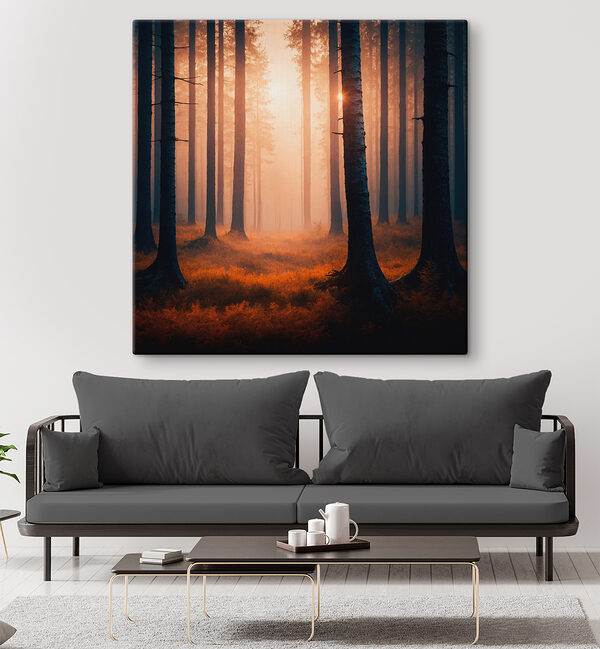 Forest with trees and fog
