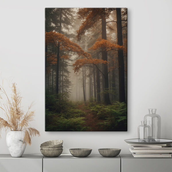 Forest with trees and fog Forest with trees and fog