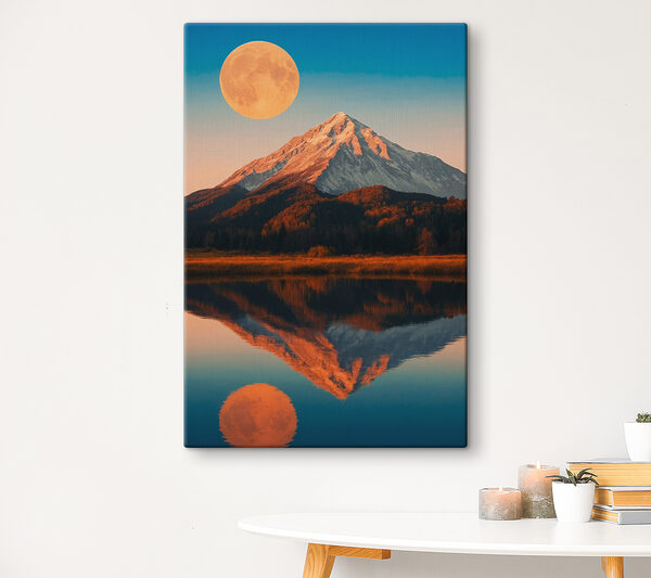 Mountain with a moon in the sky Mountain with a moon in the sky