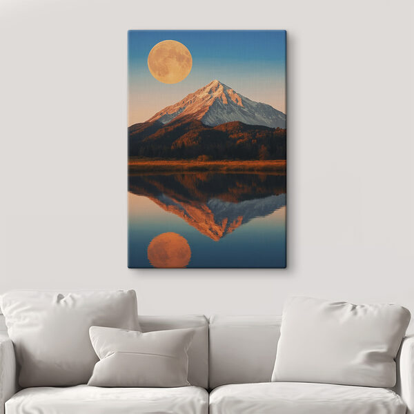 Mountain with a moon in the sky Mountain with a moon in the sky