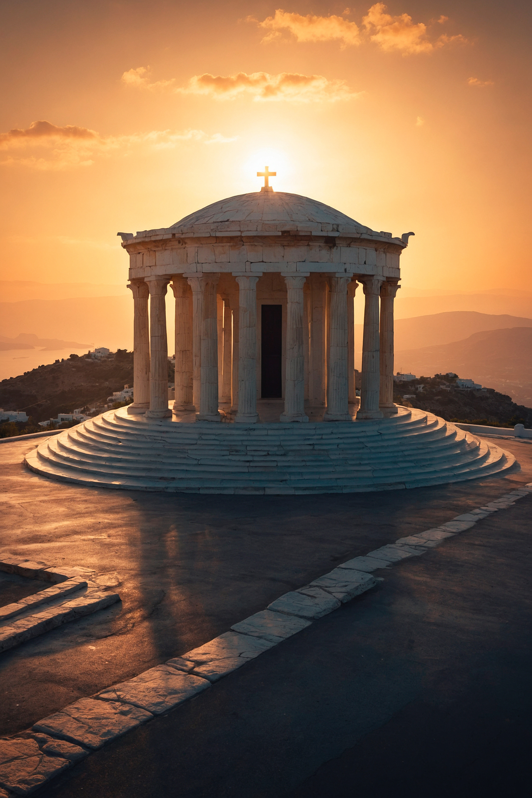 Building with columns and a cross on top Building with columns and a cross on top