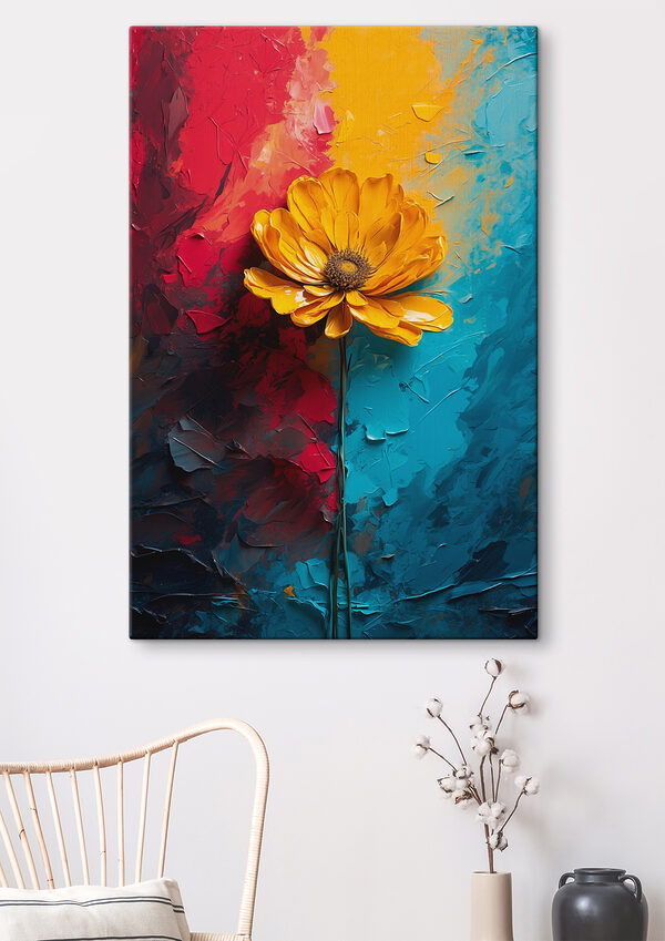 Quadri Quadri Fiore giallo su sfondo blu e rosso (COD: s40483)