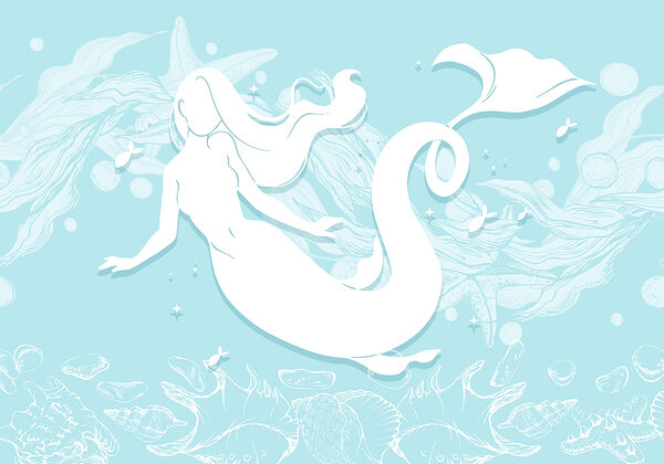 Sagoma bianca di una sirena Sagoma bianca di una sirena
