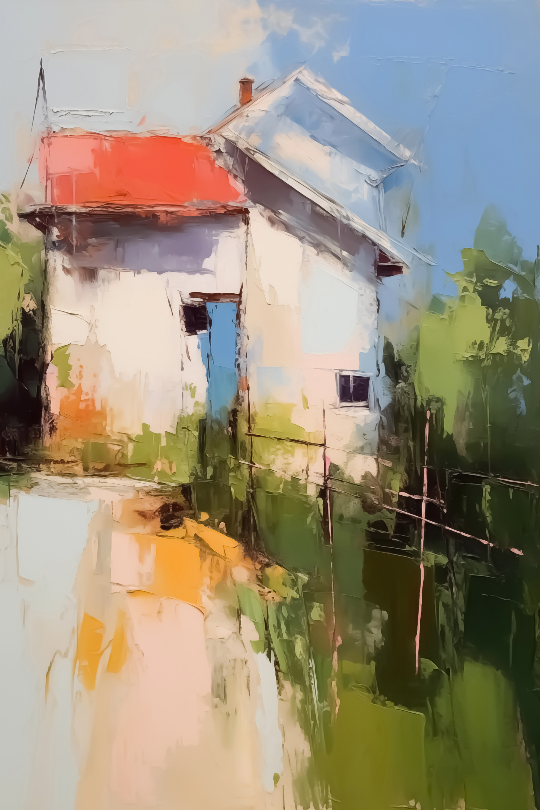 Painting of a house Painting of a house