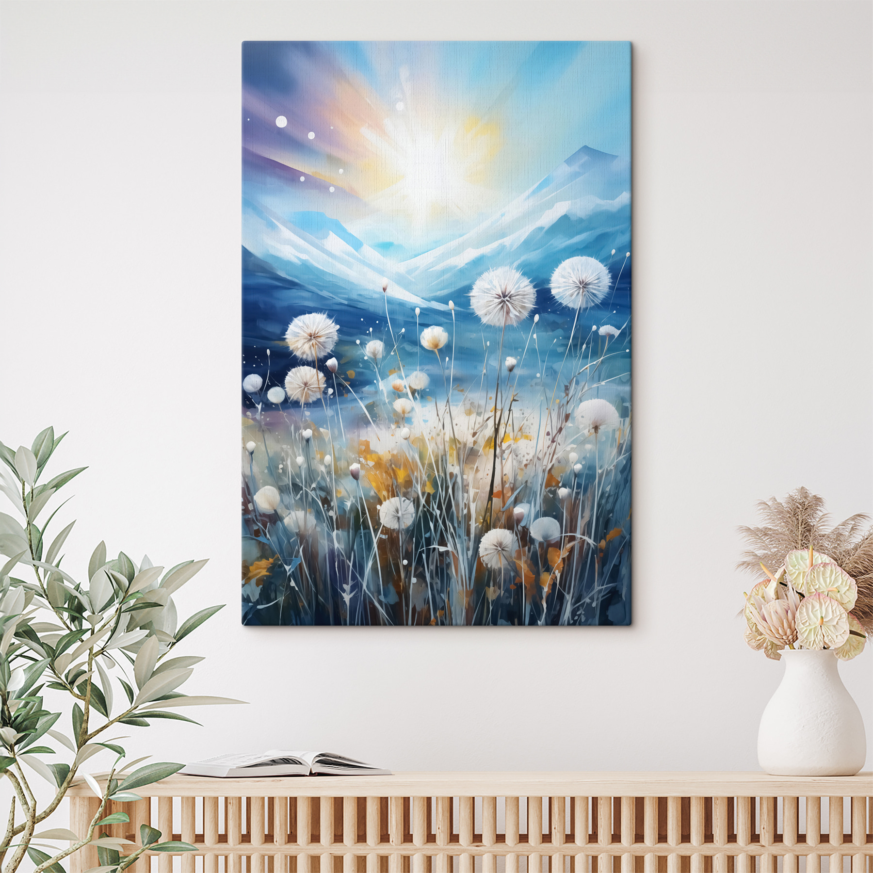 Painting of a field of dandelions Painting of a field of dandelions