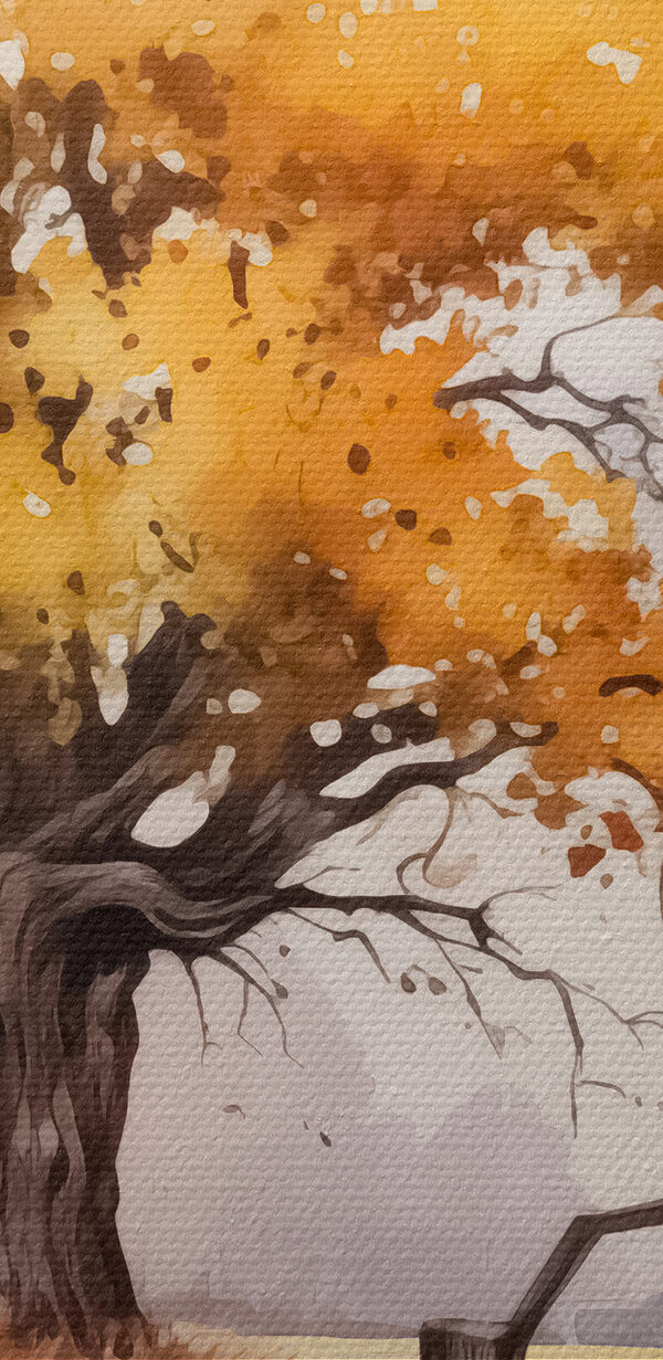 Tree with yellow leaves and a fence