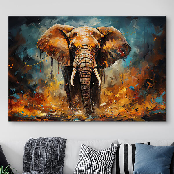 Quadri Un elefante con le zanne e sporco di terra (COD: s35505) Quadri Quadri Un elefante con le zanne e sporco di terra (COD: s35505)