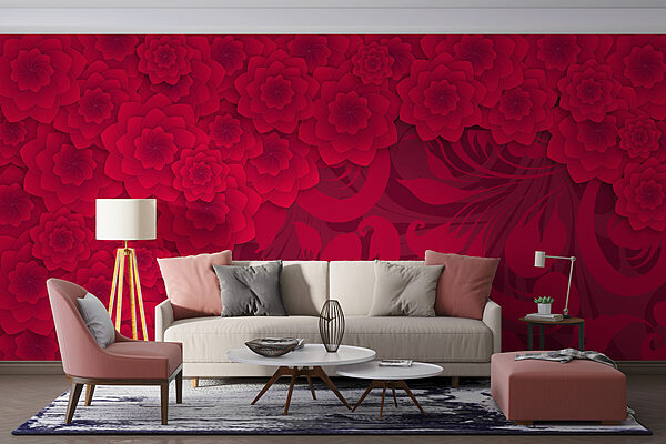 Modello di fiore rosso su sfondo rosso Modello di fiore rosso su sfondo rosso