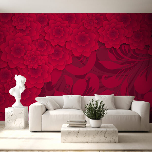 Modello di fiore rosso su sfondo rosso Modello di fiore rosso su sfondo rosso