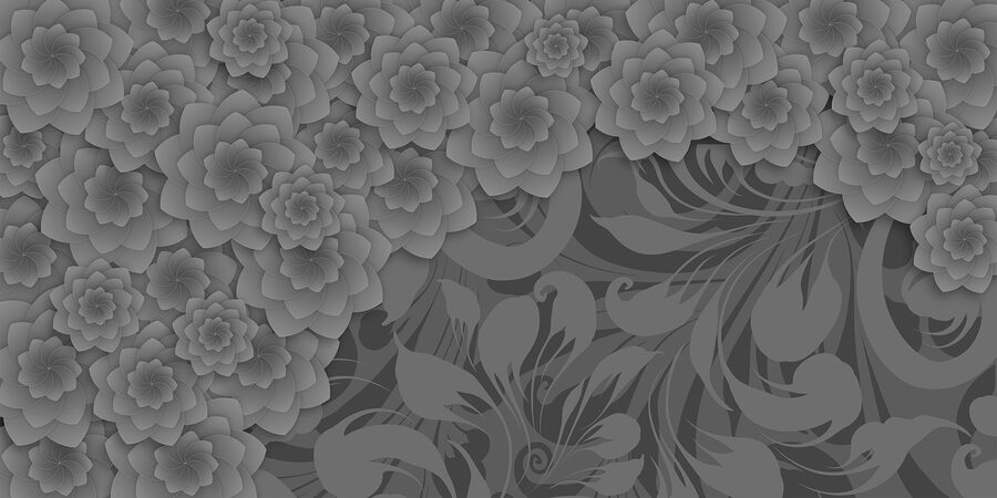 Design floreale grigio e bianco