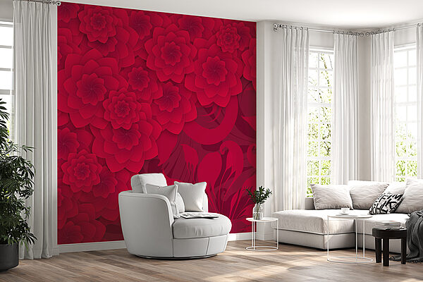 Modello di fiore rosso su sfondo rosso Modello di fiore rosso su sfondo rosso