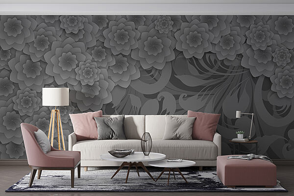 Design floreale grigio e bianco Design floreale grigio e bianco