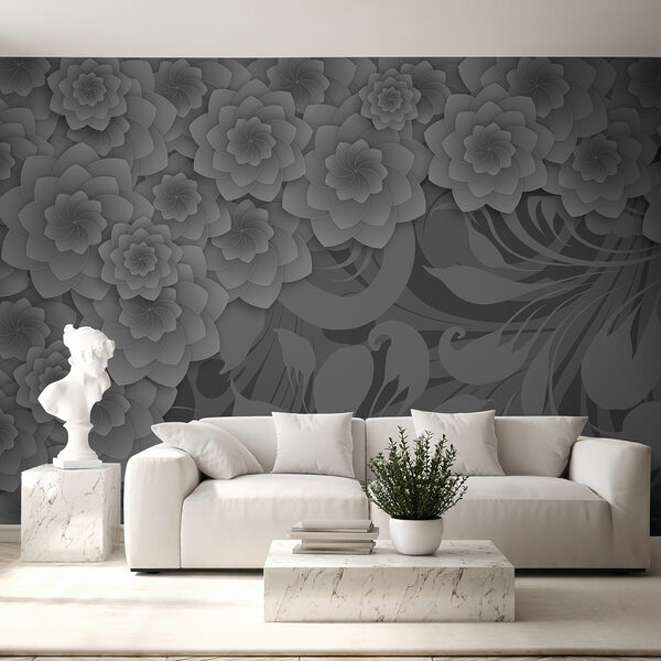 Design floreale grigio e bianco Design floreale grigio e bianco