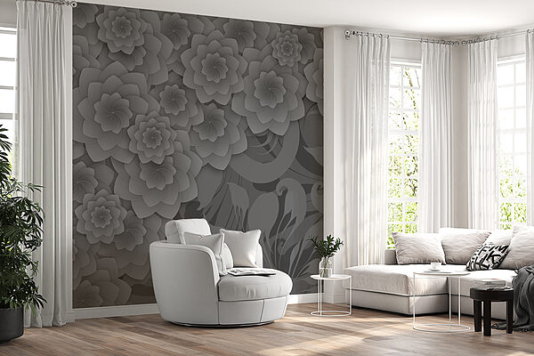 Design floreale grigio e bianco Design floreale grigio e bianco