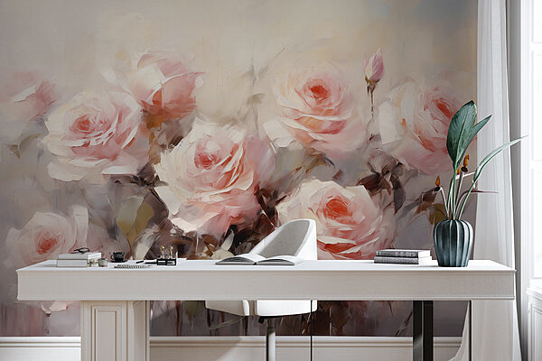 Pittura di rose rosa Pittura di rose rosa