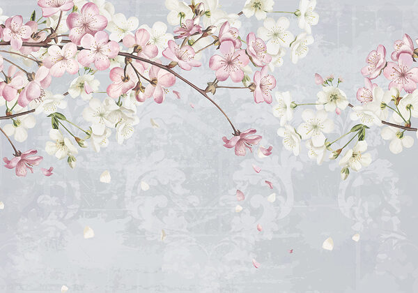 Ramo con fiori bianchi e rosa Ramo con fiori bianchi e rosa