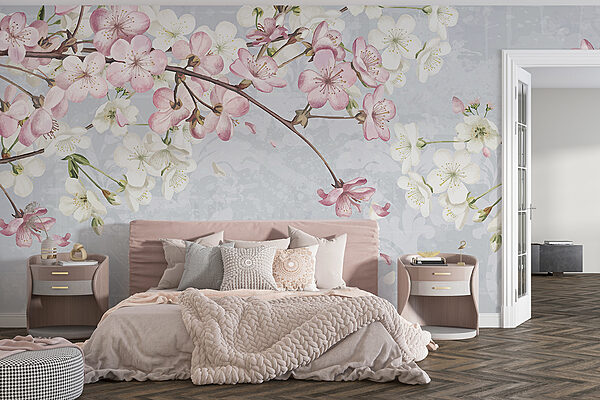 Ramo con fiori bianchi e rosa Ramo con fiori bianchi e rosa