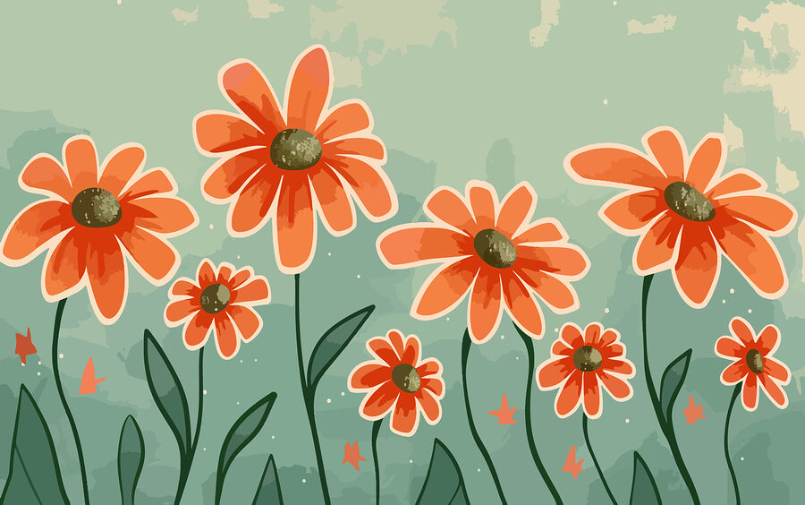 Carta da parati Gruppo di fiori arancioni - immagine 4