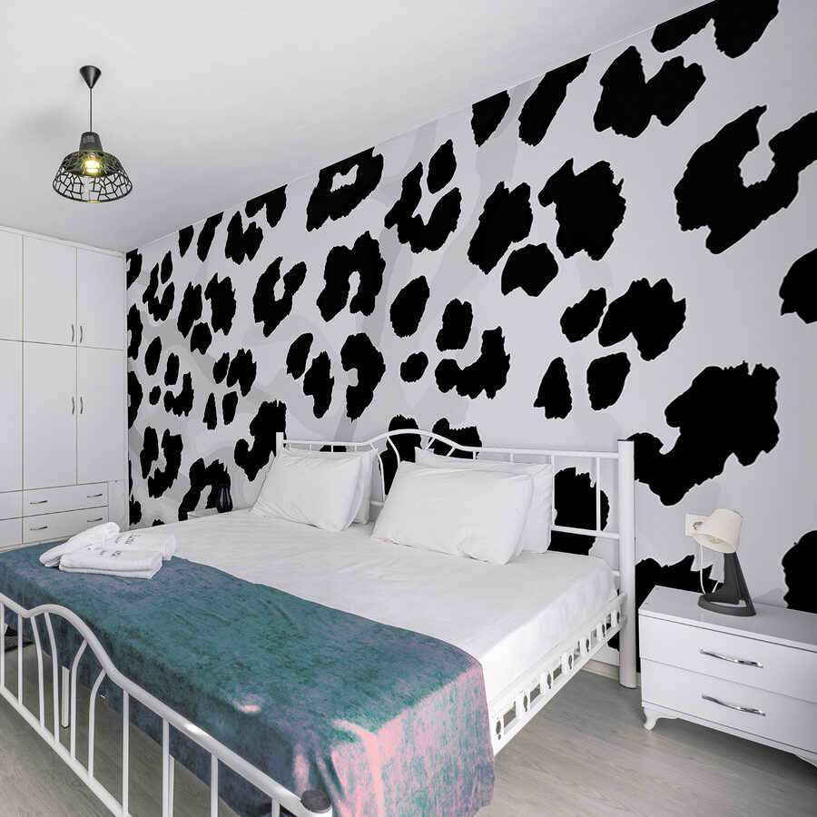Primo piano di una pelle di animale in bianco e nero