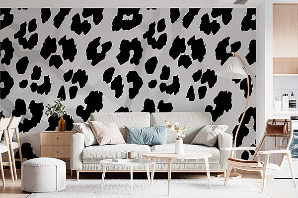 Primo piano di una pelle di animale in bianco e nero Primo piano di una pelle di animale in bianco e nero