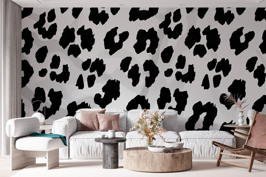 Primo piano di una pelle di animale in bianco e nero