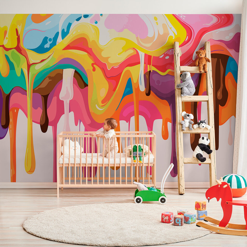 Colorful paint dripping down