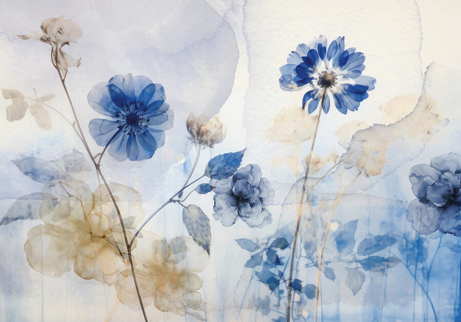 Carta da parati Fiori blu e bianchi - immagine 7