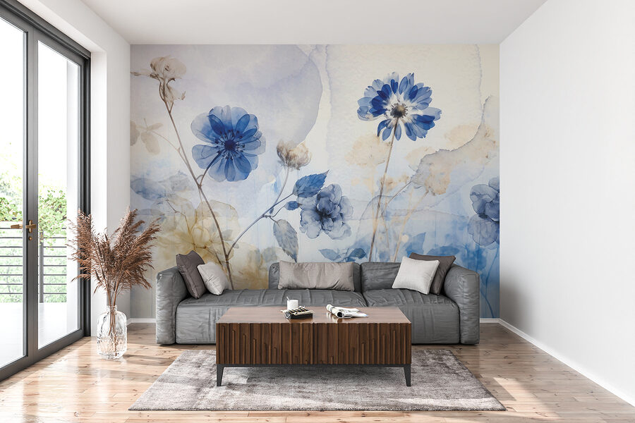 Carta da parati Fiori blu e bianchi - immagine 4