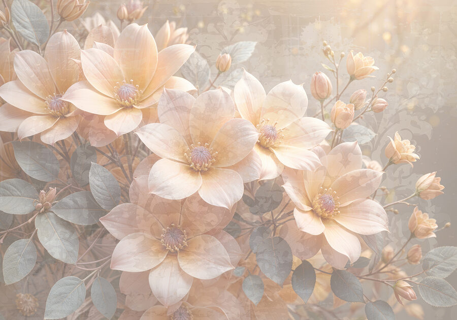 Gruppo di fiori con foglie