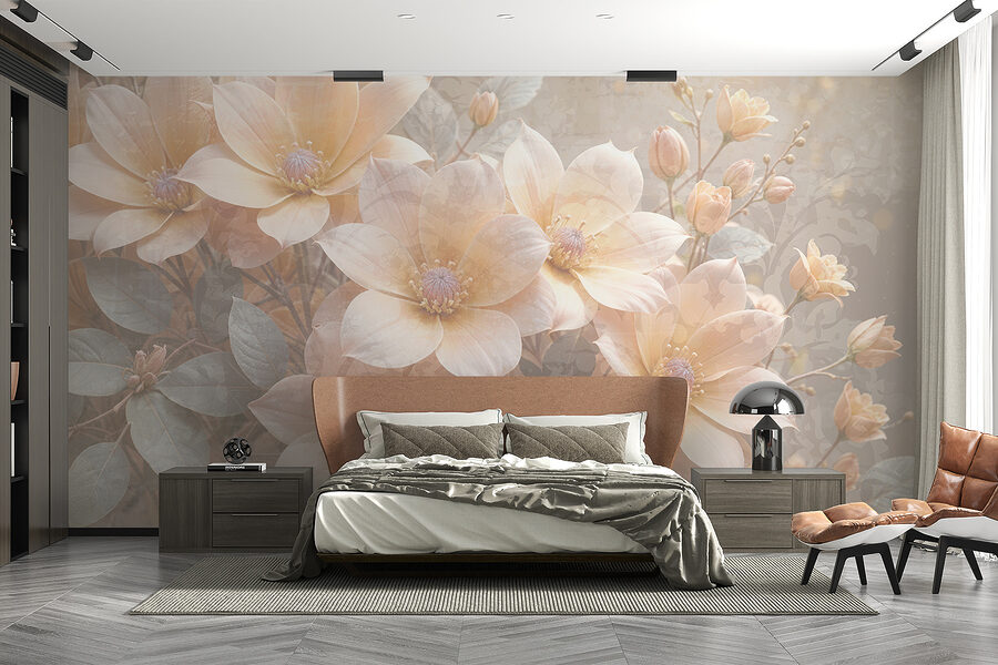 Gruppo di fiori con foglie