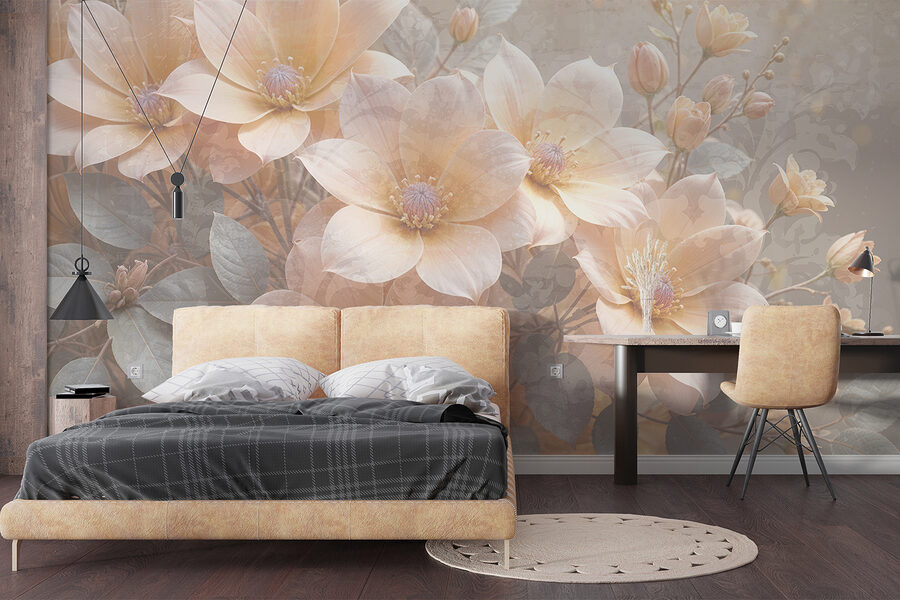 Gruppo di fiori con foglie