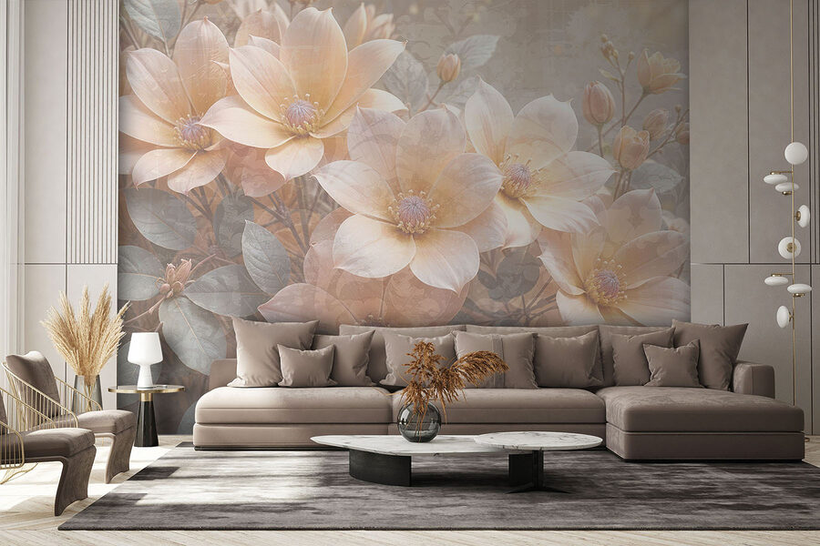 Gruppo di fiori con foglie