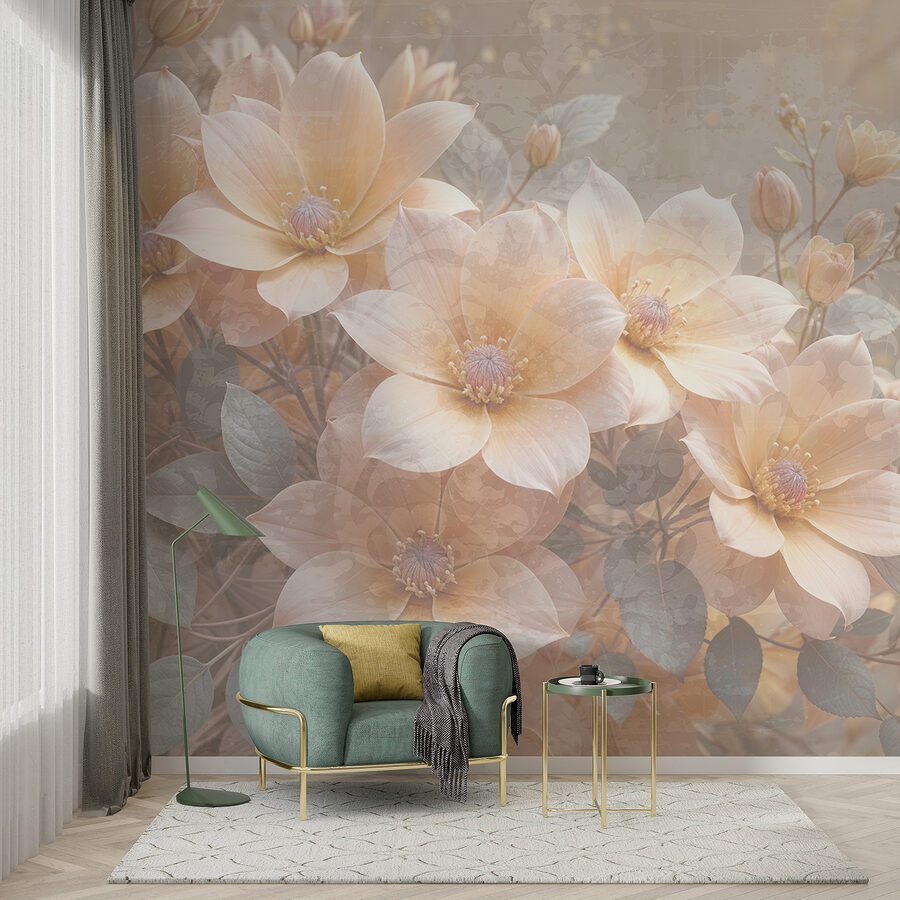 Gruppo di fiori con foglie