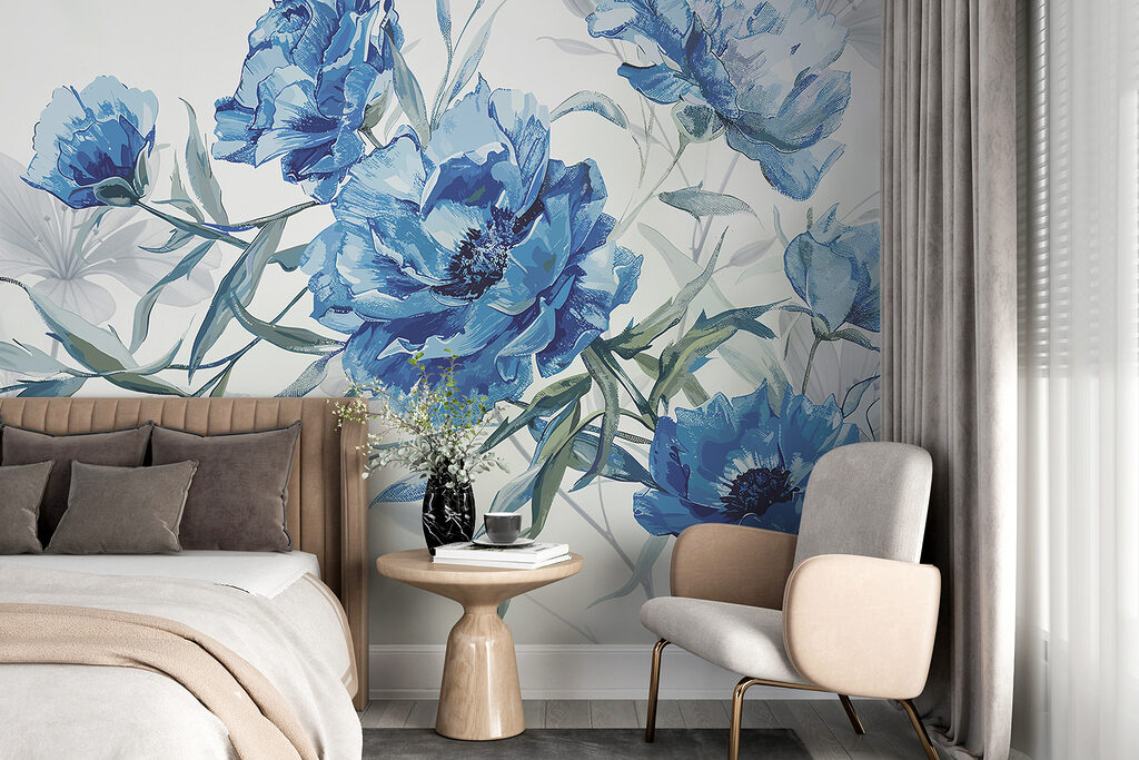 Blue flowers on a white background Blue flowers on a white background