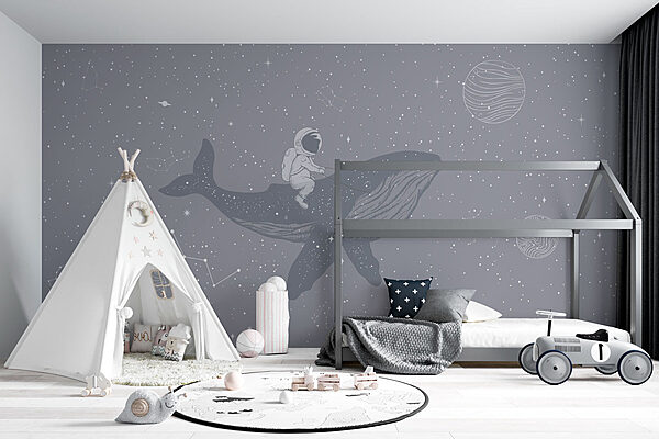 Carta da parati Persona che cavalca una balena (COD: w08298) Carta da parati Carta da parati Persona che cavalca una balena (COD: w08298)