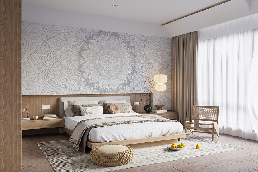 Mandala bianco e grigio