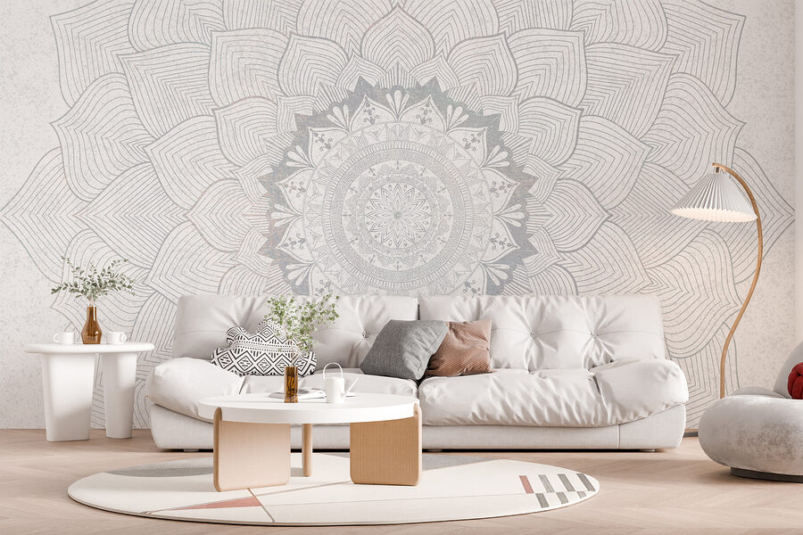 Mandala bianco e grigio