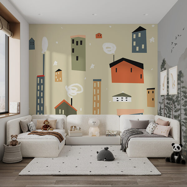 Gruppo di edifici da cui esce fumo Gruppo di edifici da cui esce fumo