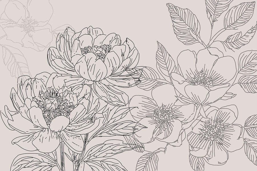 Disegno di fiori e foglie