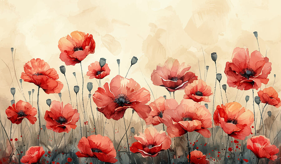 Pittura di fiori rossi