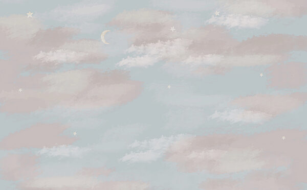 Cielo blu con nuvole e luna crescente Cielo blu con nuvole e luna crescente