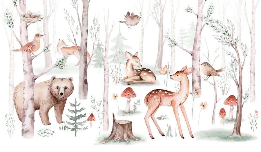 Gruppo di animali nel bosco