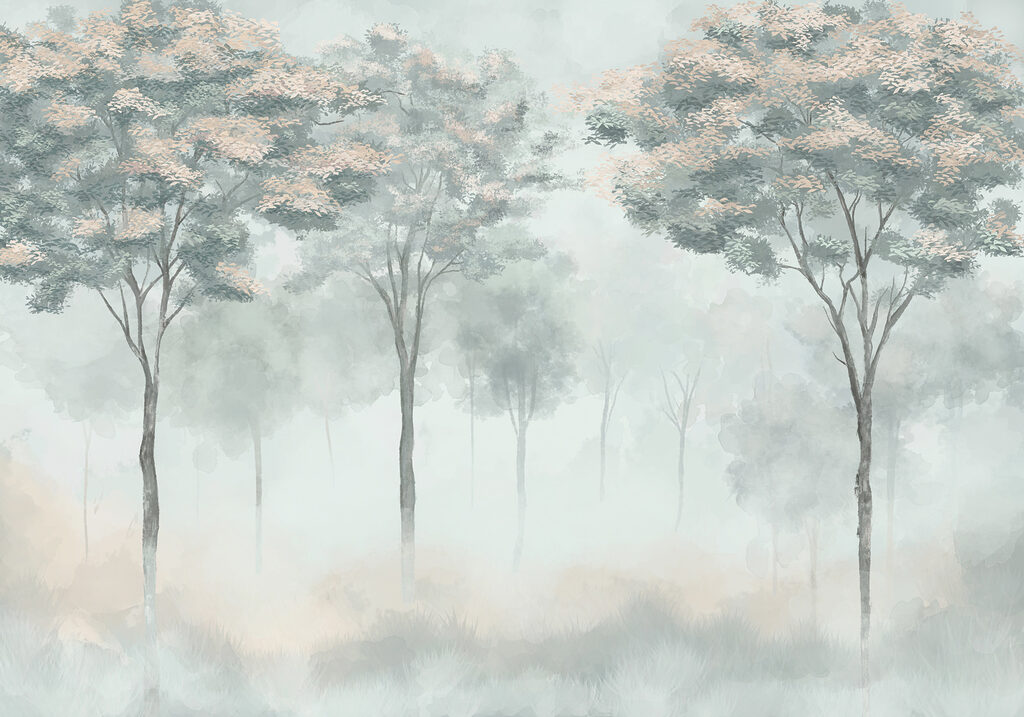 Gruppo di alberi nella nebbia Gruppo di alberi nella nebbia