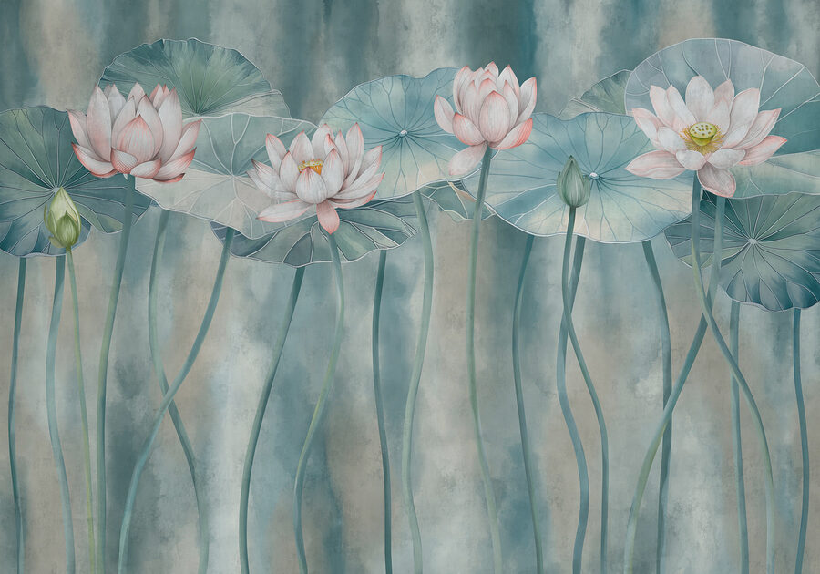 Gruppo di fiori e foglie