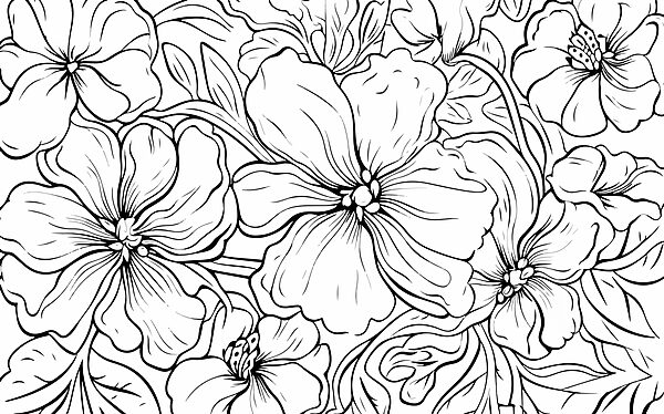 Disegno in bianco e nero di fiori Disegno in bianco e nero di fiori