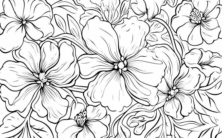 Disegno in bianco e nero di fiori