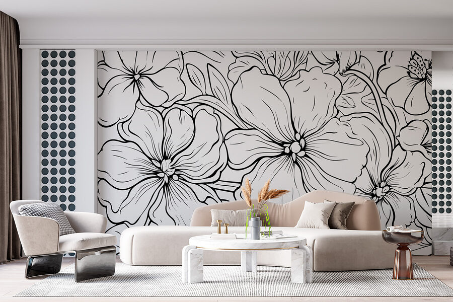 Disegno in bianco e nero di fiori